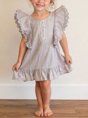 Paper Wings Girls Dress Sz 3 Ruffled Angel Wing Embroidered Boho Cottagecore